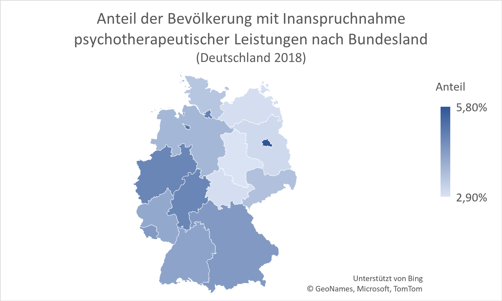 Berlin ist das Bundesland mit dem höchsten Anteil der Bevölkerung, der Psychotherapien in Anspruch nimmt